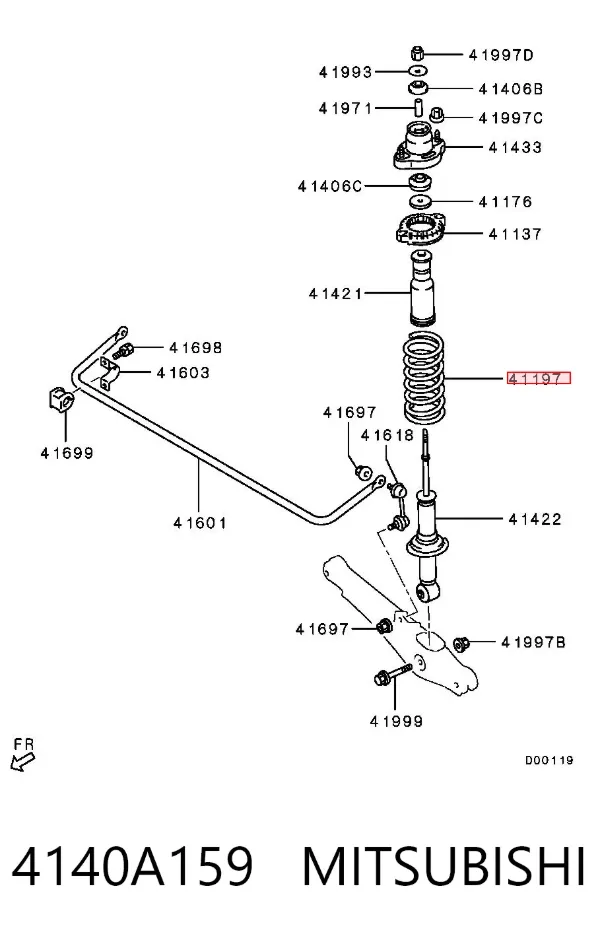 Задняя пружина 4140A159 Mitsubishi