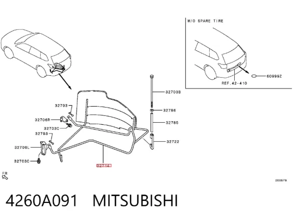 Кронштейн запасного колеса 4260A091 Mitsubishi