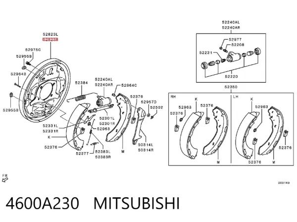 Диск опорный заднего тормозного барабана правый 4600A230 Mitsubishi
