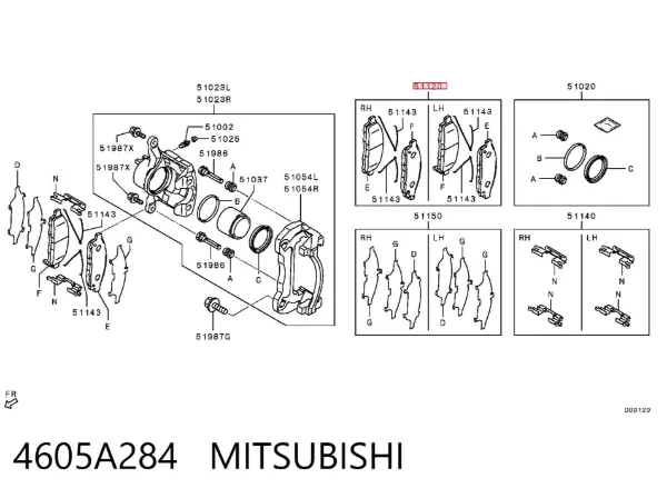 Передние тормозные колодки 4605A284 Mitsubishi