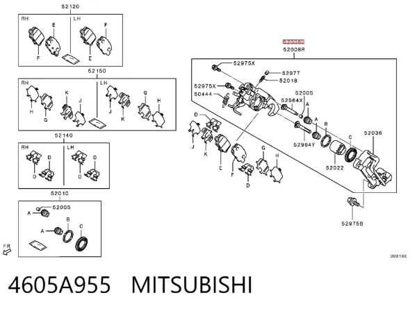 Суппорт задний левый 4605A955 Mitsubishi