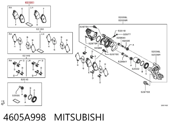 Задние тормозные колодки 4605A998 Mitsubishi