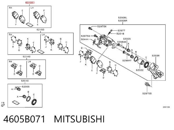 Задние тормозные колодки 4605B071 Mitsubishi