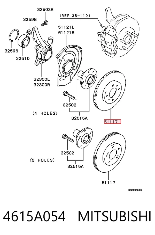 Передние тормозные диски 4615A054 Mitsubishi
