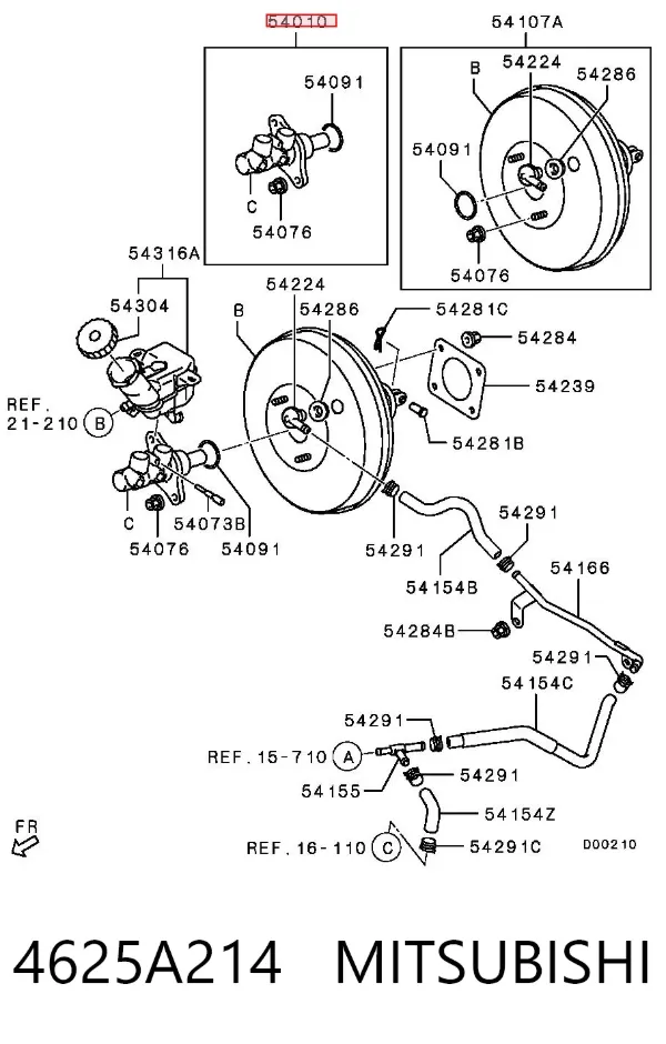 Главный тормозной цилиндр 4625A214 Mitsubishi