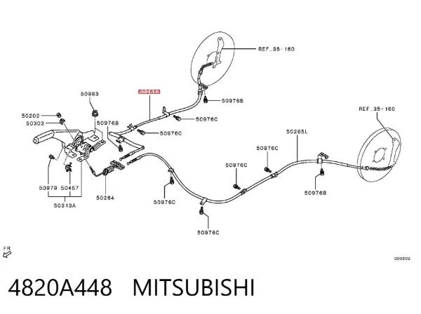 Задний правый трос ручника 4820A448 Mitsubishi