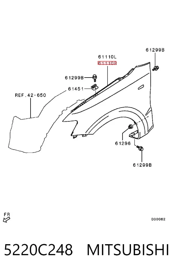 Крыло переднее правое 5220C248 Mitsubishi