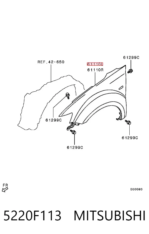 Крыло переднее левое 5220F113 Chrysler
