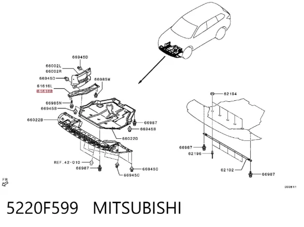 Кронштейн передней балки 5220F599 Mitsubishi