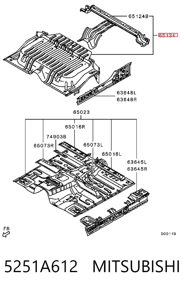 Днище кузова 5251A612 Mitsubishi