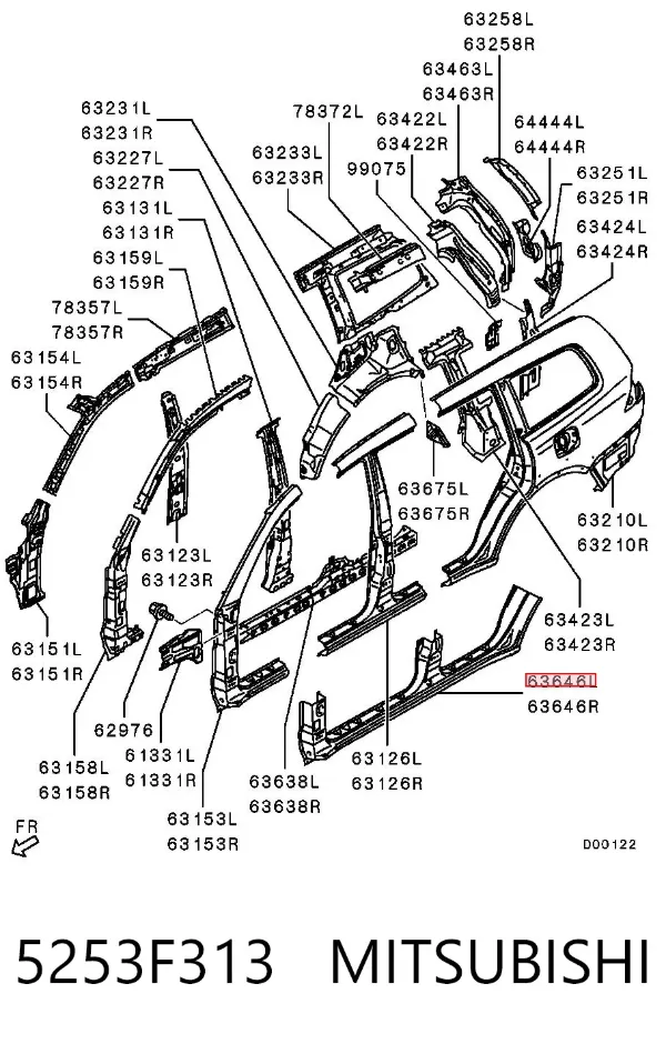 Порог внешний левый 5253F313 Mitsubishi