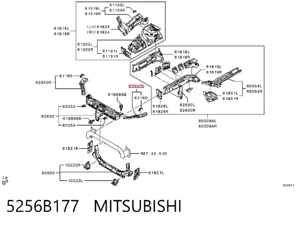 Суппорт радиатора левый (монтажная панель крепления фар) 5256B177 Mitsubishi