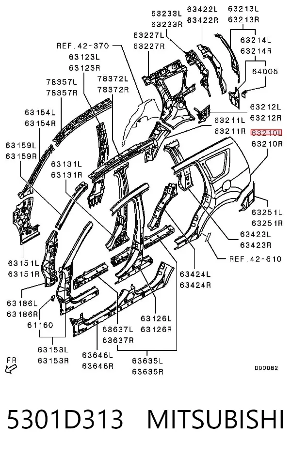 Крыло заднее левое 5301D313 Mitsubishi