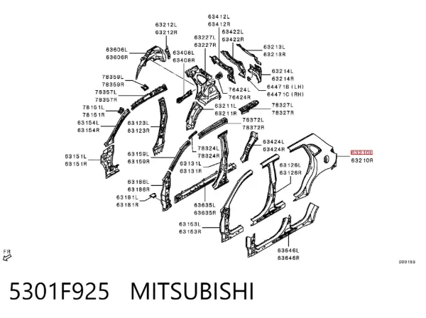 Крыло заднее левое 5301F925 Mitsubishi