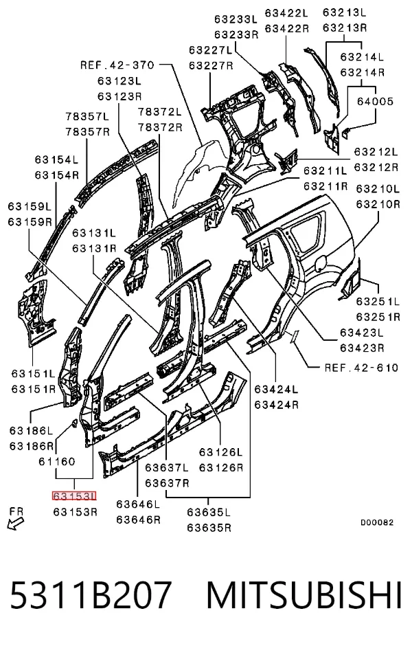 Стойка кузова передняя левая 5311B207 Mitsubishi