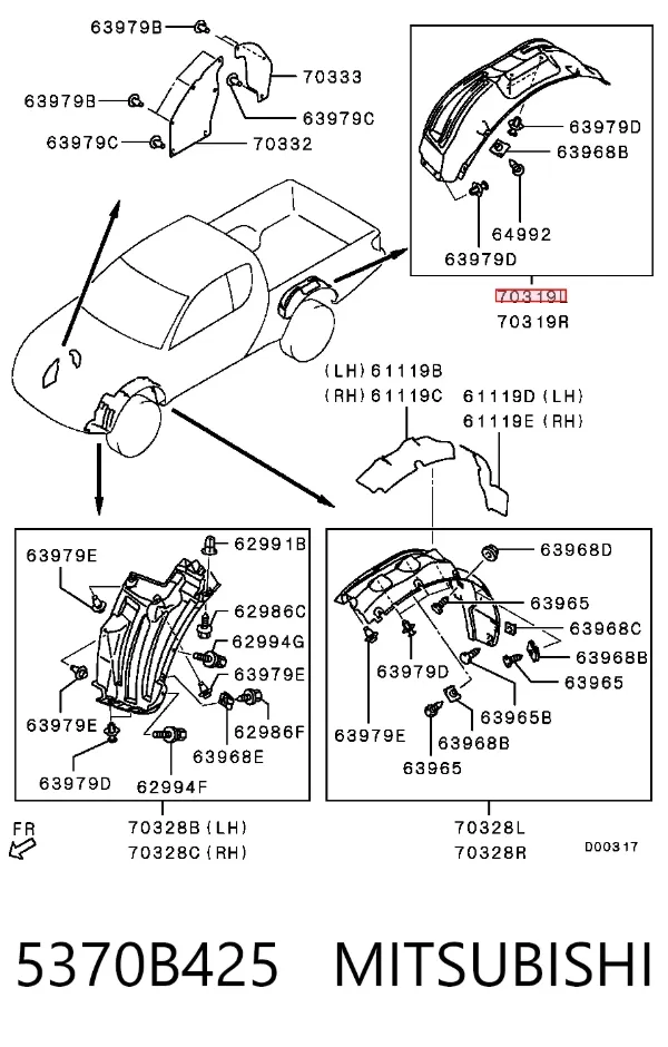 Подкрылок задний левый 5370A279 Chrysler