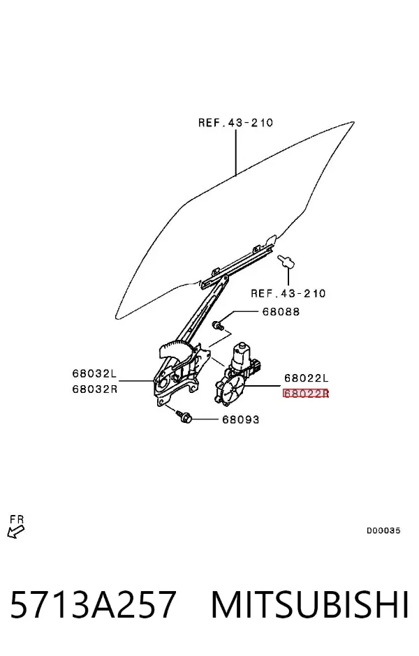 Мотор стеклоподъемника двери задней правой 5713A257 Mitsubishi