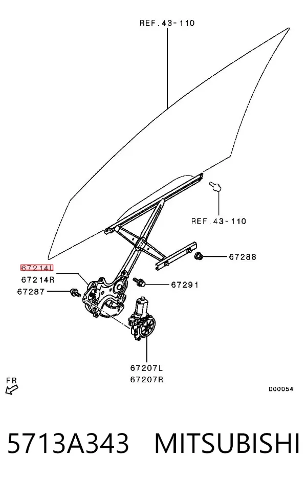 Стеклоподъемник передней левой двери 5713A343 Mitsubishi