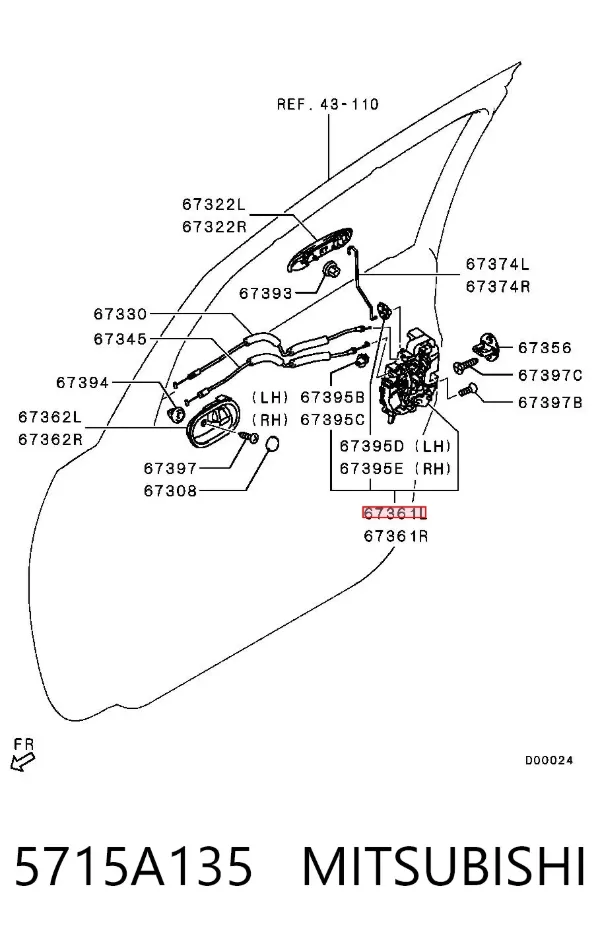 Замок водительской двери 5715A135 Mitsubishi