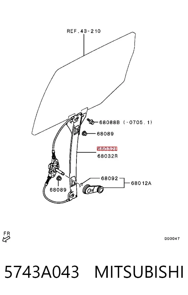 Механизм стеклоподъемника двери задней левой 5743A043 Mitsubishi
