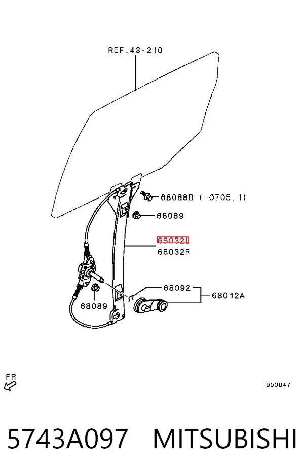 Механизм стеклоподъемника двери задней левой 5743A097 Mitsubishi