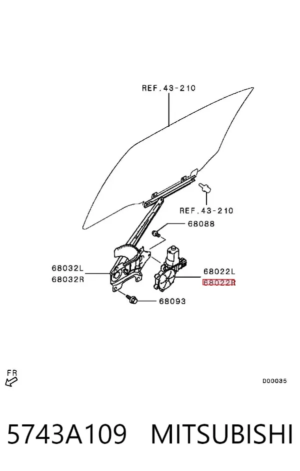 Мотор стеклоподъемника двери задней правой 5743A109 Mitsubishi