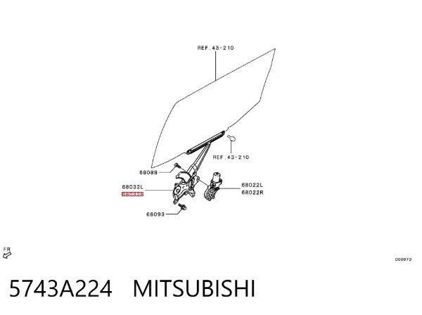 Механизм стеклоподъемника двери задней правой 5743A224 Mitsubishi