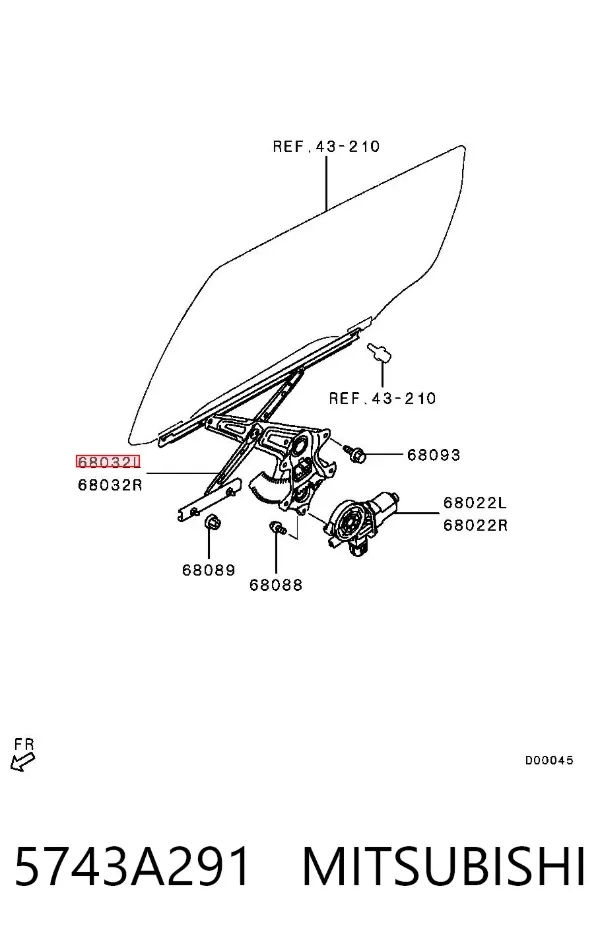 Механизм стеклоподъемника двери задней левой 5743A291 Mitsubishi