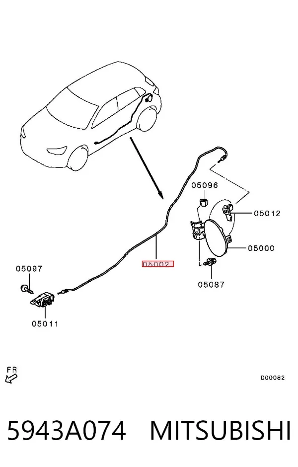 Трос открывания лючка бензобака 5943A074 Mitsubishi