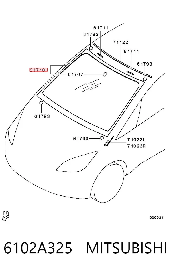 Лобовое стекло 6102A325 Mitsubishi