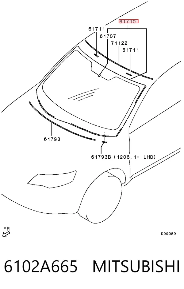 Лобовое стекло 6102A665 Mitsubishi