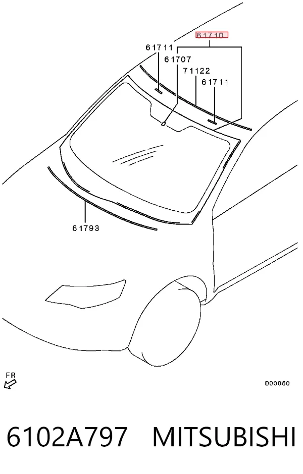 Лобовое стекло 6102A797 Mitsubishi