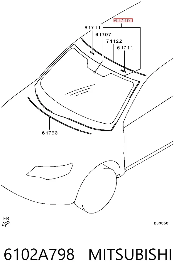 Лобовое стекло 6102A798 Mitsubishi