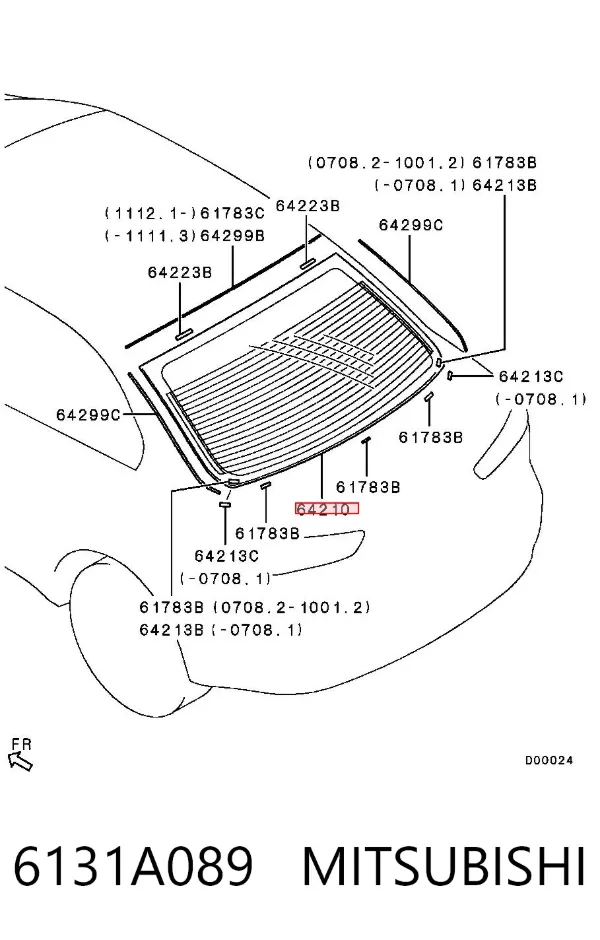 Заднее стекло 6131A089 Mitsubishi