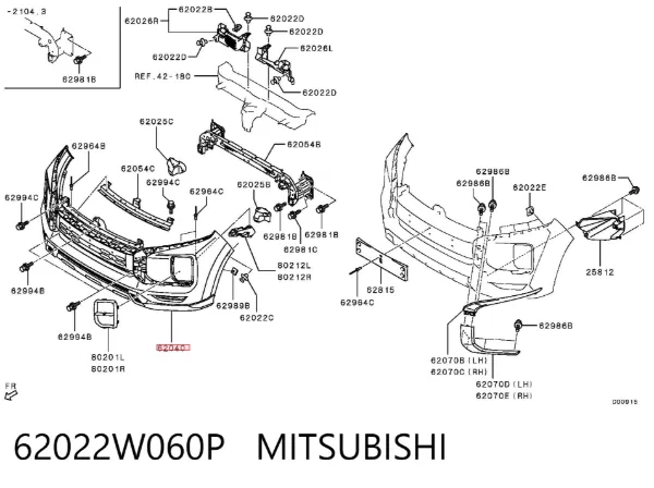 Передний бампер 62022W060P Mitsubishi