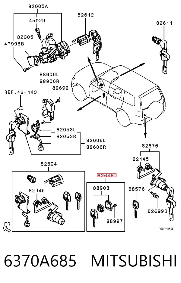 Ключ-заготовка 6370A685 Mitsubishi