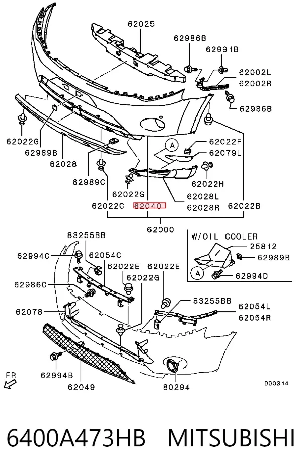 Передний бампер 6400A473HB Mitsubishi