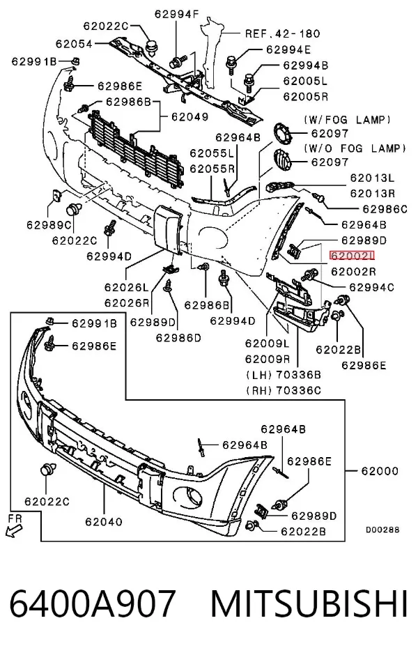 Направляющая переднего бампера левая 6400A907 Mitsubishi