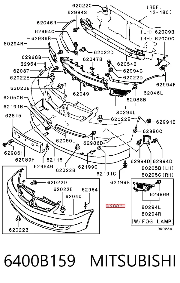 Передний бампер 6400B159 Mitsubishi