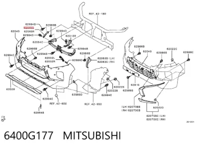 Кронштейн бампера переднего левый MITSUBISHI 6400G177