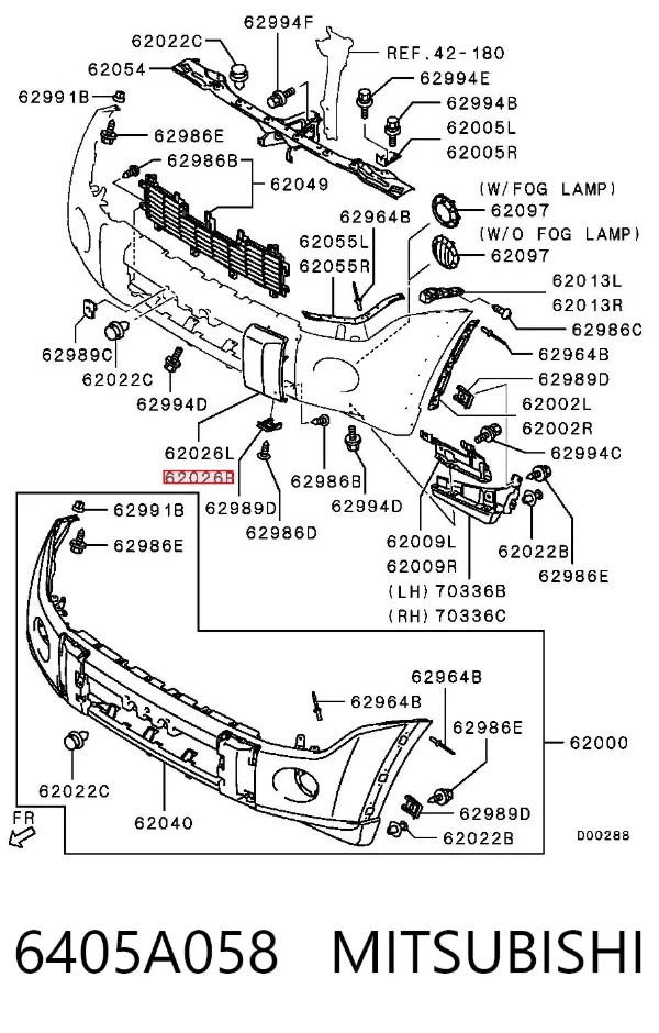 Накладка бампера переднего правая 6405A058 Mitsubishi