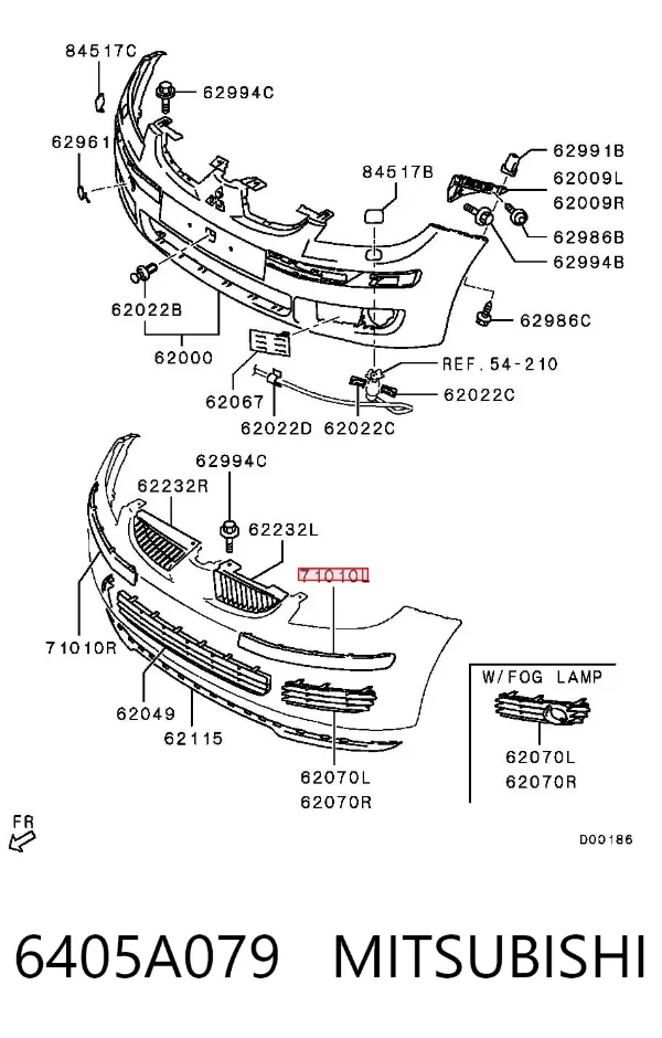 Молдинг бампера переднего левый 6405A079 Mitsubishi