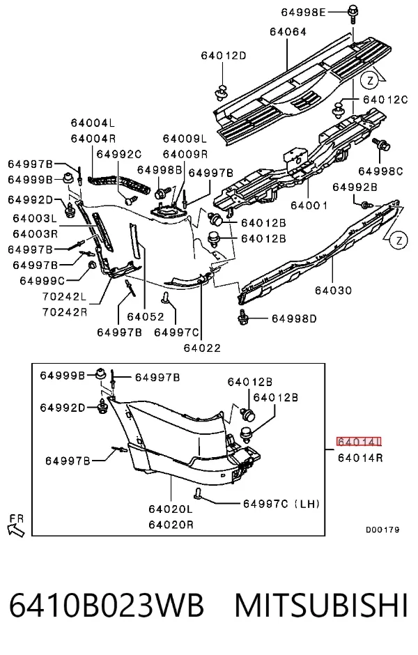 Бампер задний, левая часть 6410B023WB Mitsubishi