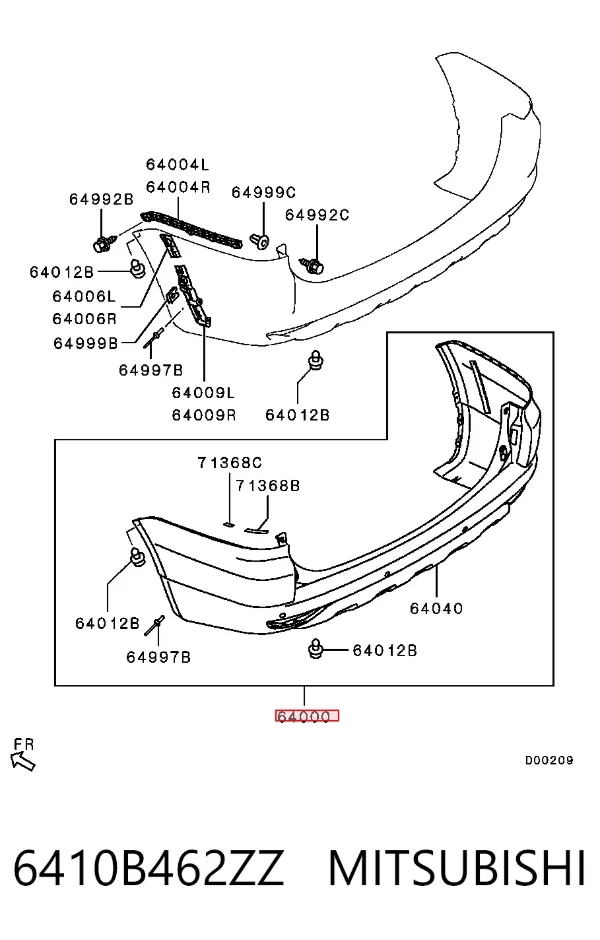 Задний бампер 6410B462ZZ Mitsubishi