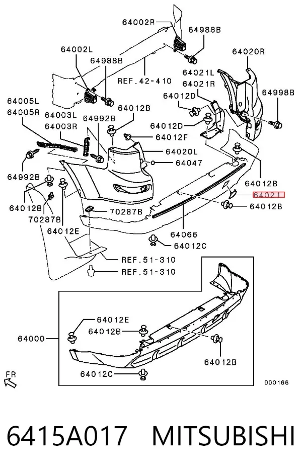 Заглушка бампера буксировочного крюка задняя 6415A017 Mitsubishi