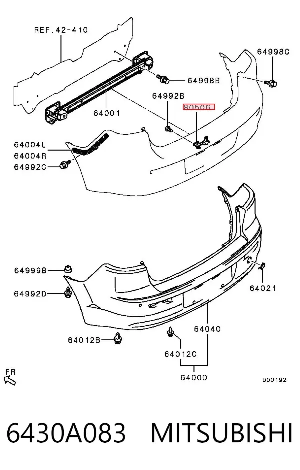 Кронштейн фонаря подсветки заднего номерного знака 6430A083 Mitsubishi