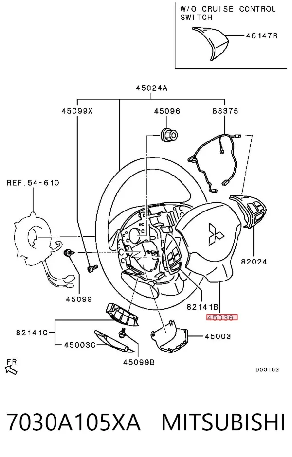 Подушка безопасности водителя 7030A105XA Mitsubishi