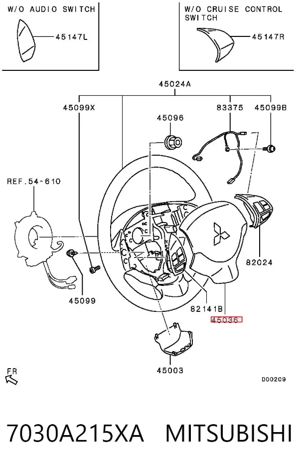 Подушка безопасности водителя 7030A215XA Mitsubishi