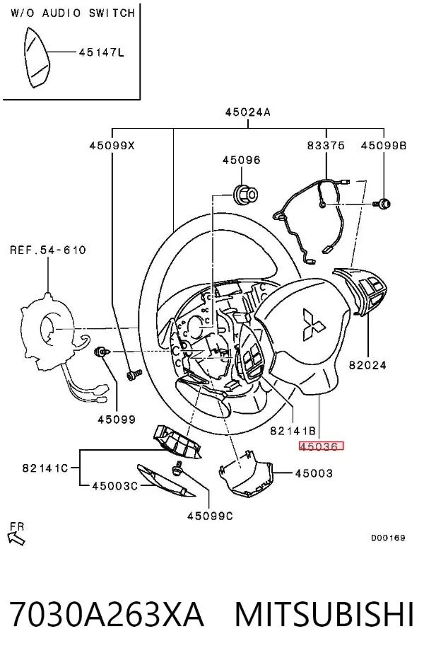 Подушка безопасности водителя 7030A263XA Mitsubishi