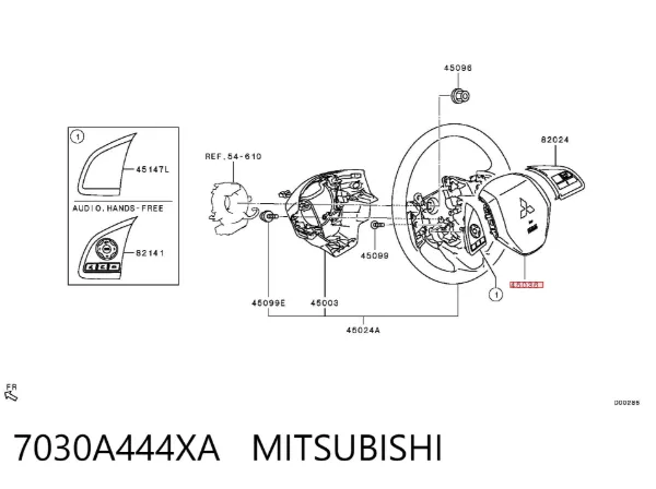 Подушка безопасности водителя 7030A444XA Mitsubishi
